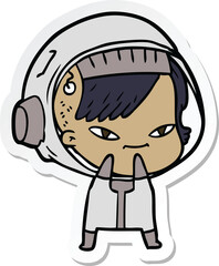 sticker of a cartoon astronaut woman