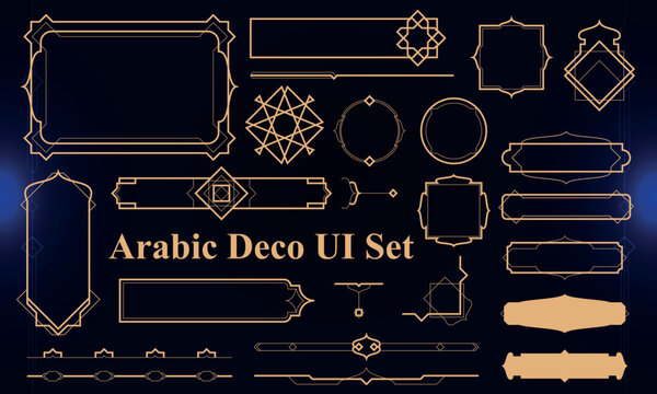 Set of Arabic Deco Modern User Interface Elements. Fantasy magic HUD. Good for game UI. Vector Illustration EPS10