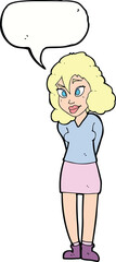 cartoon confused woman with speech bubble