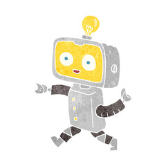 freehand retro cartoon little robot