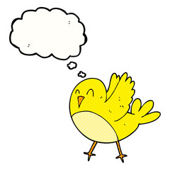 freehand drawn thought bubble cartoon bird