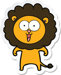 sticker of a happy cartoon lion