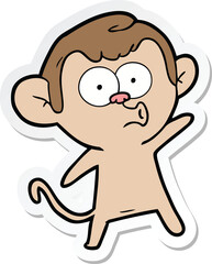 sticker of a cartoon surprised monkey