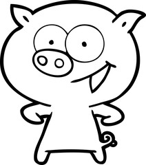 cheerful pig cartoon