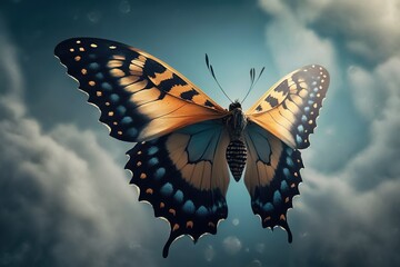Dreamy butterfly flying. Ai generated.