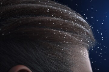 Men have dandruff in their hair at maturity. Ai generated.