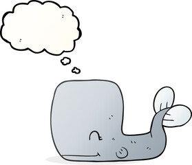 freehand drawn thought bubble cartoon happy whale