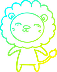 cold gradient line drawing of a cartoon lion