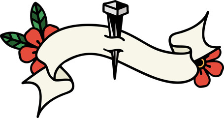 traditional tattoo with banner of iron nail