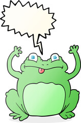 freehand drawn speech bubble cartoon funny frog