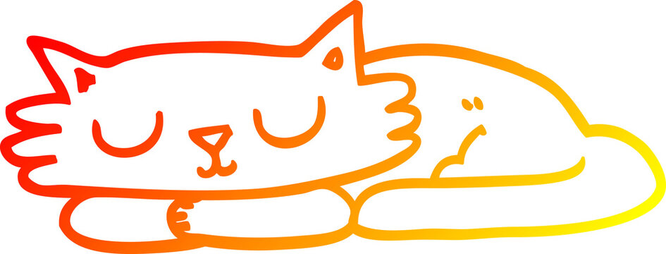 recommend clip art: warm gradient line drawing of a cartoon sleeping cat