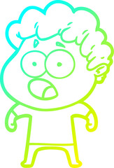 cold gradient line drawing of a cartoon man gasping in surprise