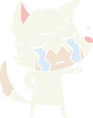 crying fox flat color style cartoon