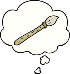 cartoon paintbrush with thought bubble
