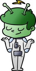 friendly cartoon spaceman shrugging