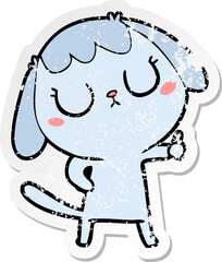 distressed sticker of a cute cartoon dog