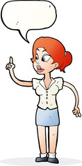 cartoon woman with great idea with speech bubble