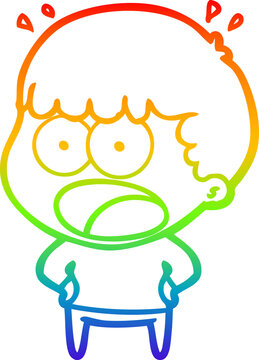 recommend clip art: rainbow gradient line drawing of a cartoon shocked man