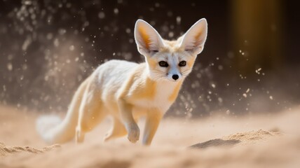 Fennec fox in the desert - obrazy, fototapety, plakaty