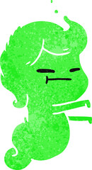 freehand drawn retro cartoon of kawaii scary ghost