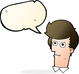 cartoon staring face with speech bubble