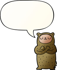 cartoon bear with speech bubble in smooth gradient style