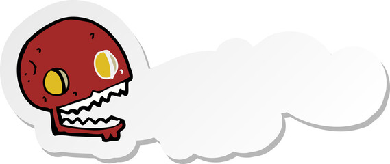 sticker of a cartoon gross skull