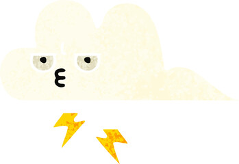 retro illustration style cartoon of a thunder cloud