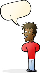 cartoon happy man with speech bubble