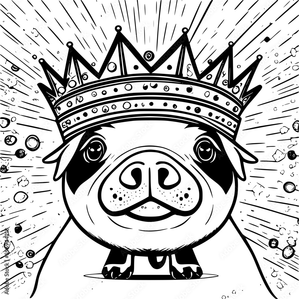 Canvas Prints pig with a crown