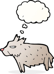 cartoon terrier with thought bubble