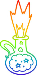 rainbow gradient line drawing of a cartoon magic potion