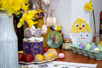 Fototapeta premium easter eggs and flowers