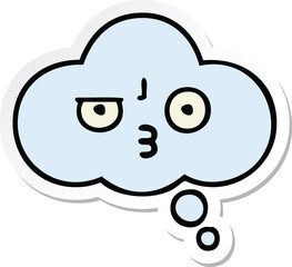 sticker of a cute cartoon thought bubble