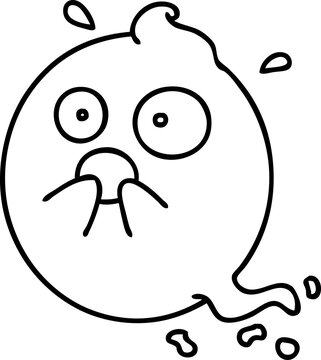 recommend clip art: line doodle of a cute frightened ghost spooked out on halloween thrills