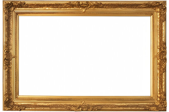 Gold Ornate Frame Isolated on White Background for Display or Decoration