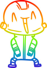 rainbow gradient line drawing of a cartoon robot