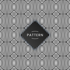 Seamless psychedelic geometric pattern with black and white optical illusion squares