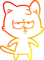 Fototapeta premium warm gradient line drawing of a bored cartoon cat