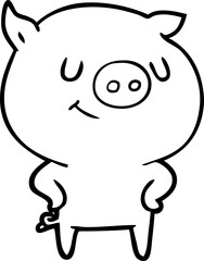 happy cartoon pig