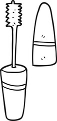 freehand drawn black and white cartoon mascara