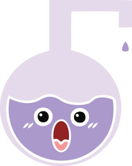 flat color retro cartoon of a science experiment