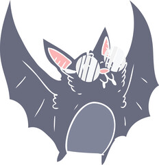 flat color style cartoon bat wearing spectacles