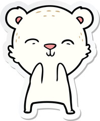 sticker of a happy cartoon polar bear