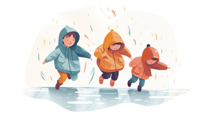 Fototapeta premium The children are having a blast in the wet weather. Generative AI