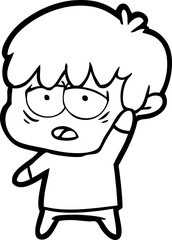 cartoon exhausted boy