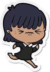 Obraz premium sticker of a annoyed cartoon girl