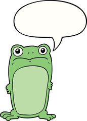 cartoon staring frog with speech bubble