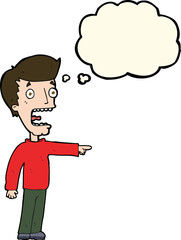 cartoon terrified man with thought bubble