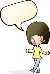 cartoon confused woman with speech bubble